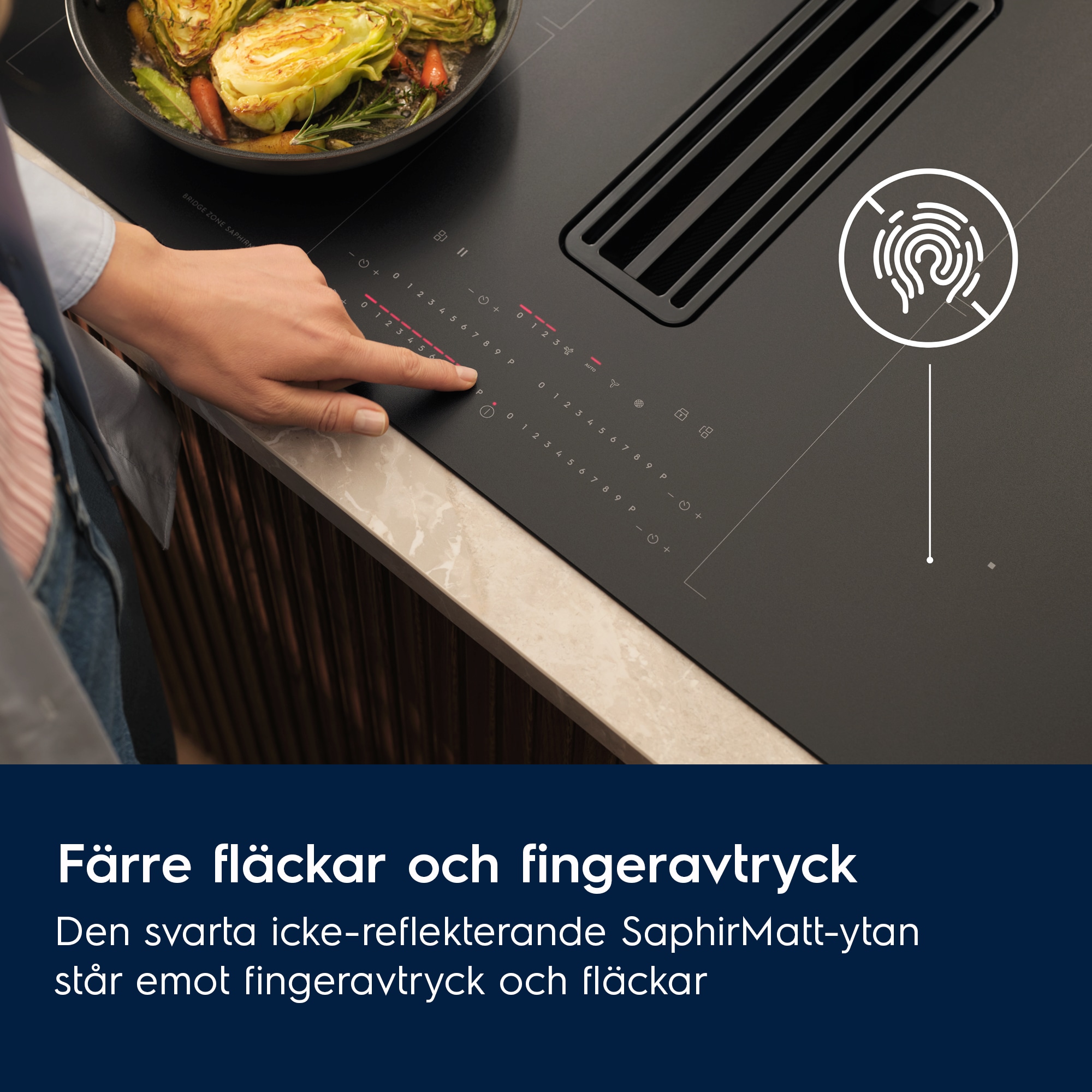 Electrolux - Induktionshäll med inbyggd fläkt - EHH80KB7SC